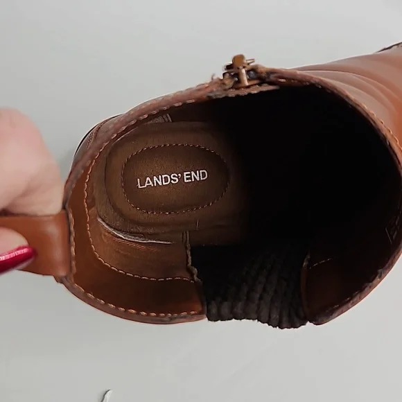 Lands' End Women's Side Zip Lug Sole Brown Chelsea Boot Size 9D (Wide) - Picture 10 of 11